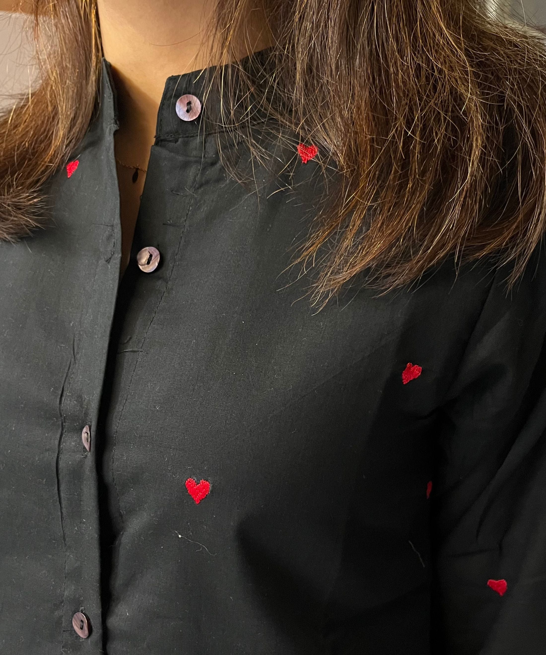 Black Cotton Heart Co-ord Set