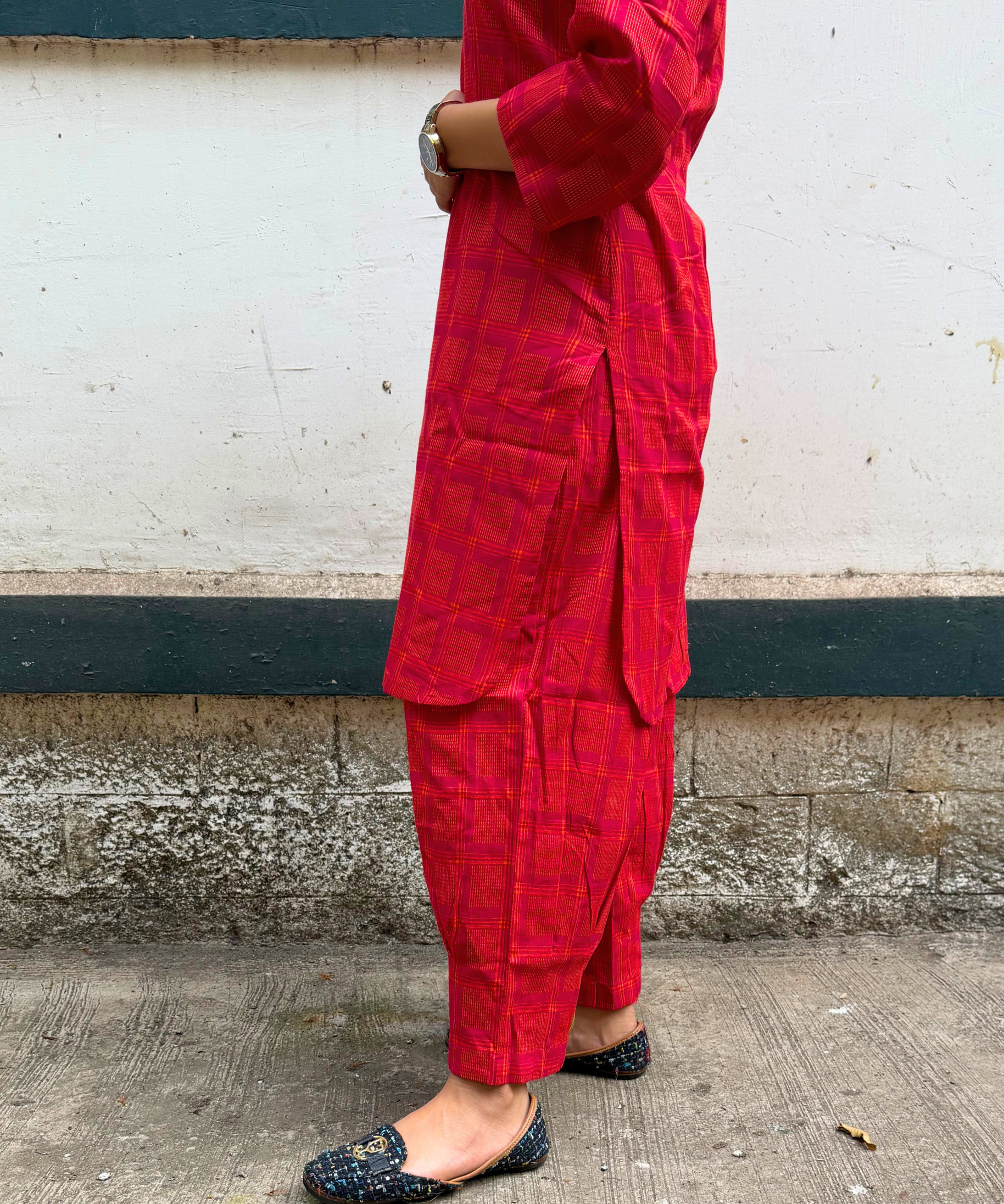 Saffron-Rose Jamdani Set
