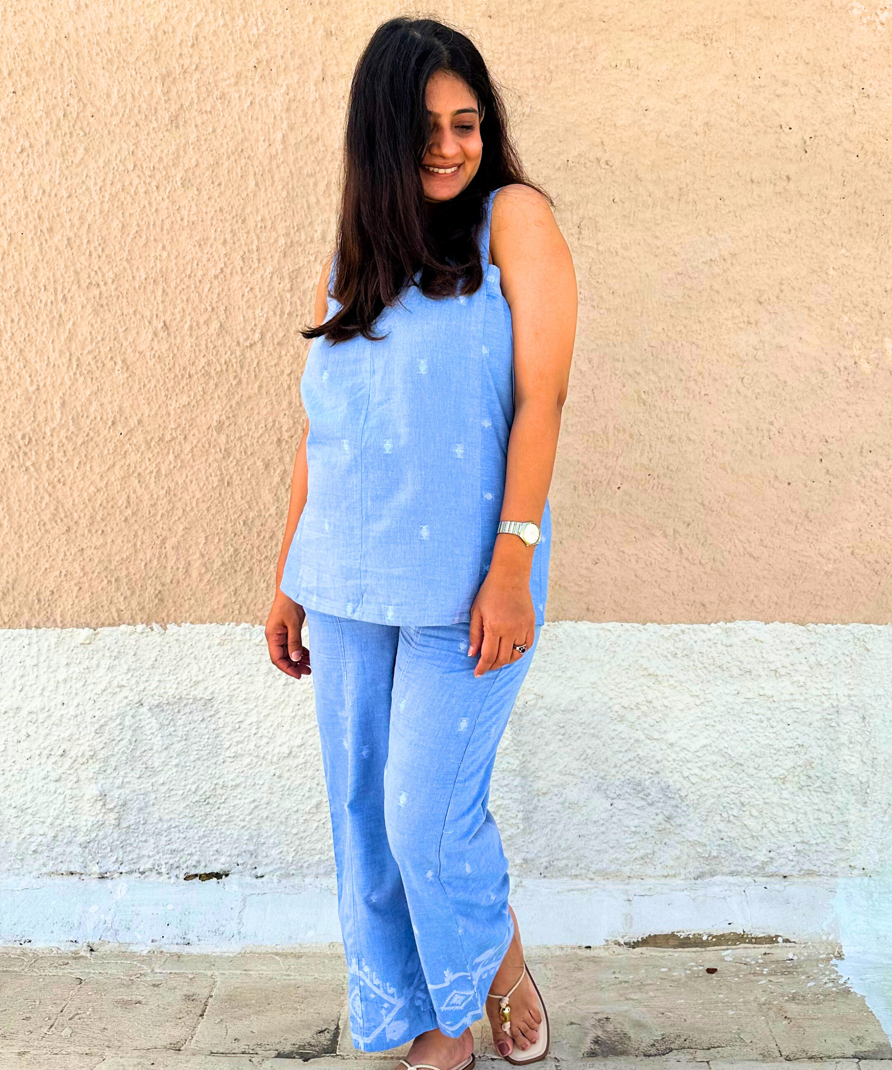 Blue Jamdani Loomed Set