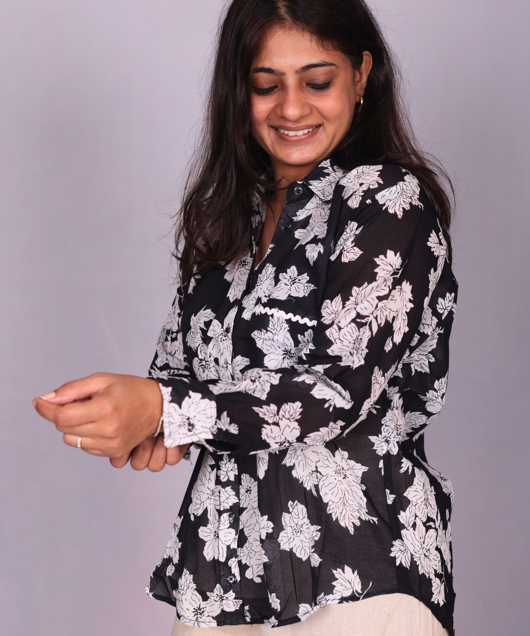 Black Cotton Mul Shirt