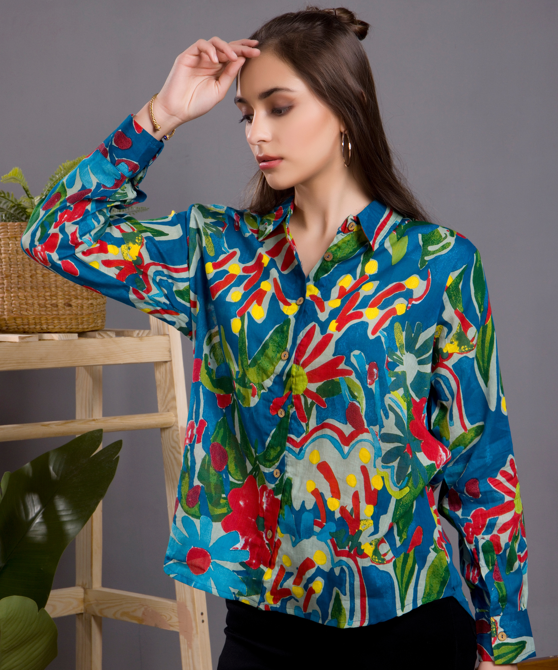 Blue Floral Splash Shirt