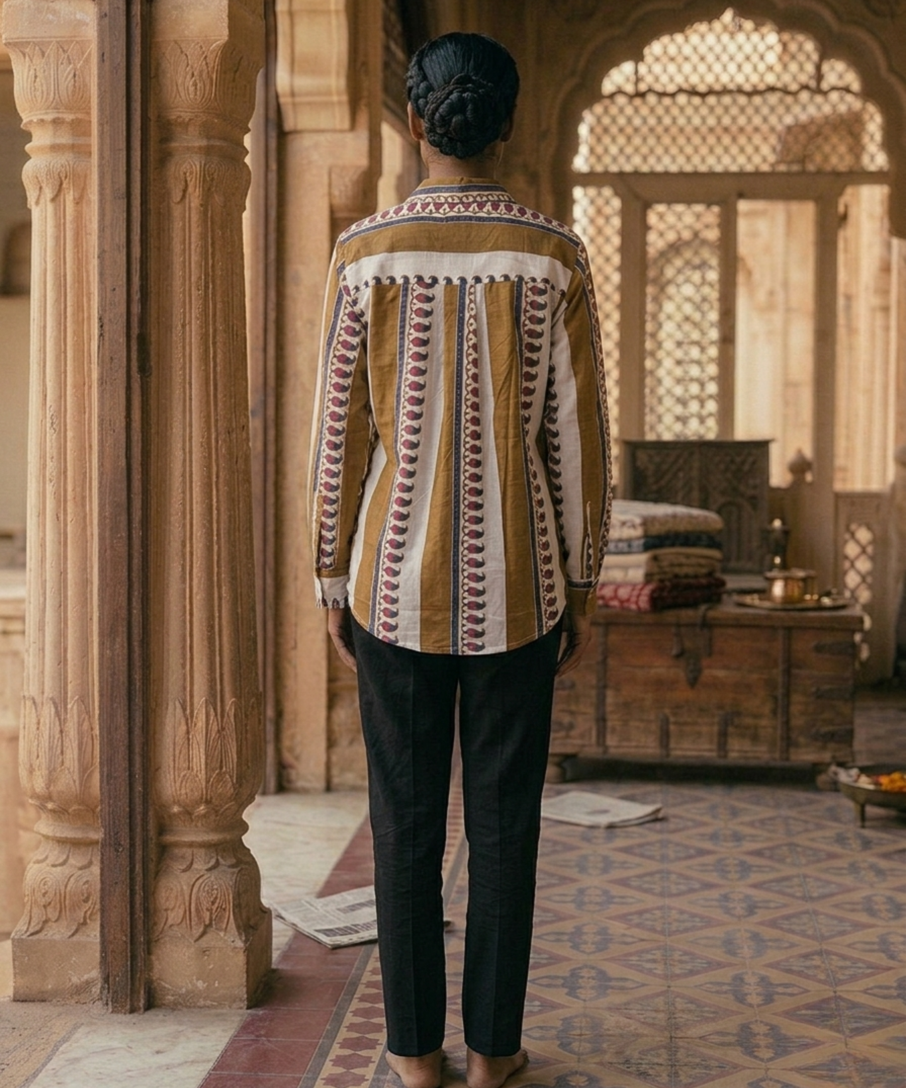 Paisley Mustard Mul Shirt