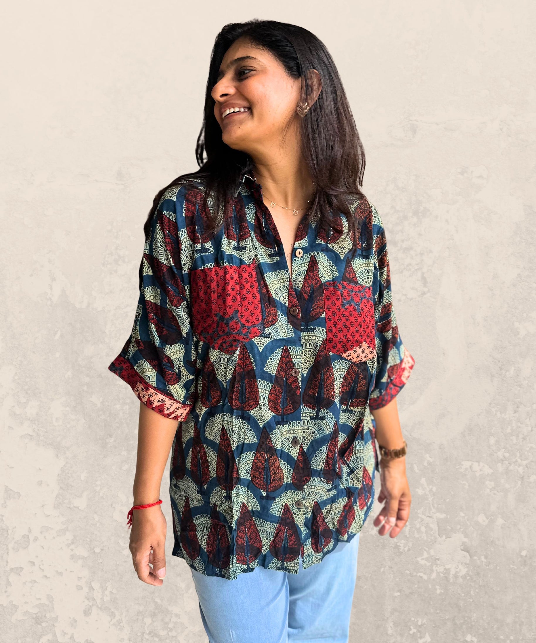 Ajrakh oversized pocket shirt