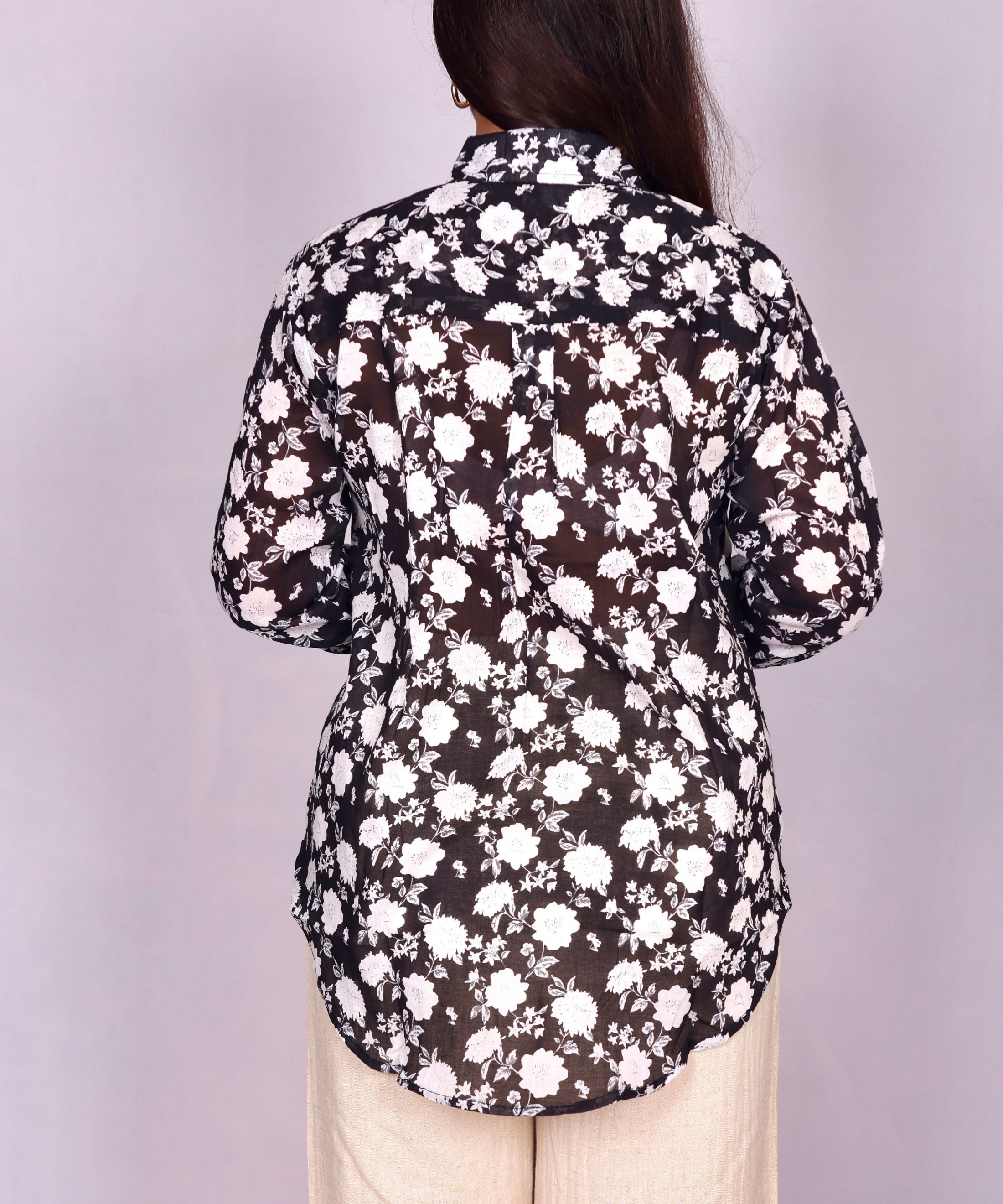 Black Floral Mul Shirt