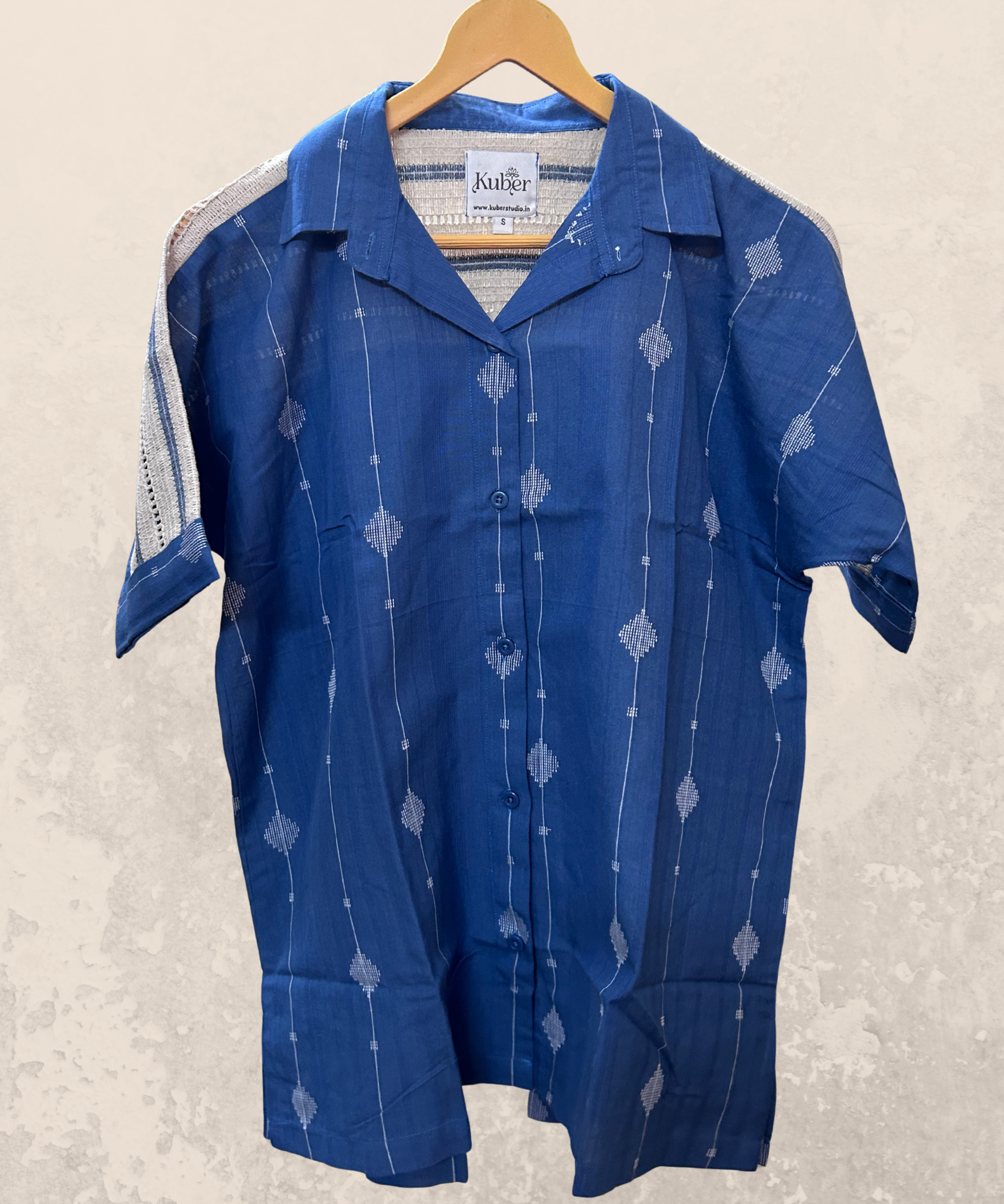 Azure Jamdani Crochet Shirt