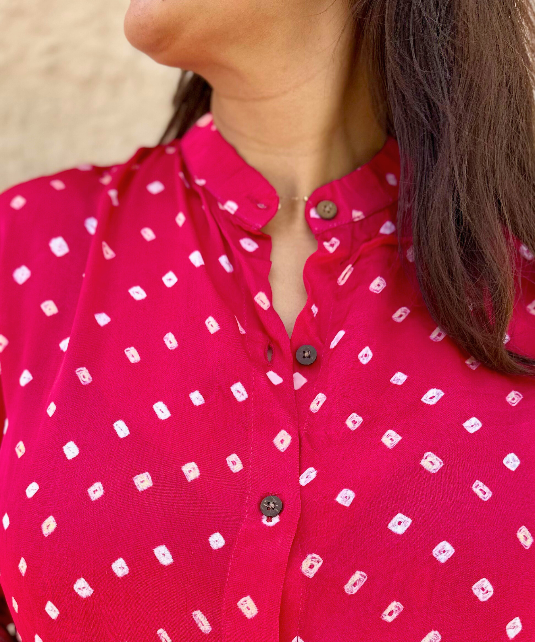 Rani Pink Bandhani Modal Shirt