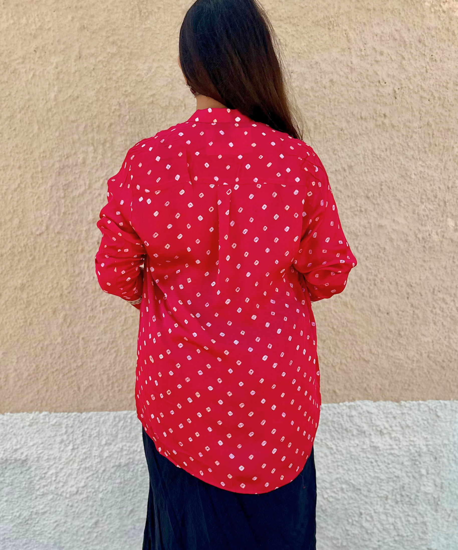 Rani Pink Bandhani Modal Shirt