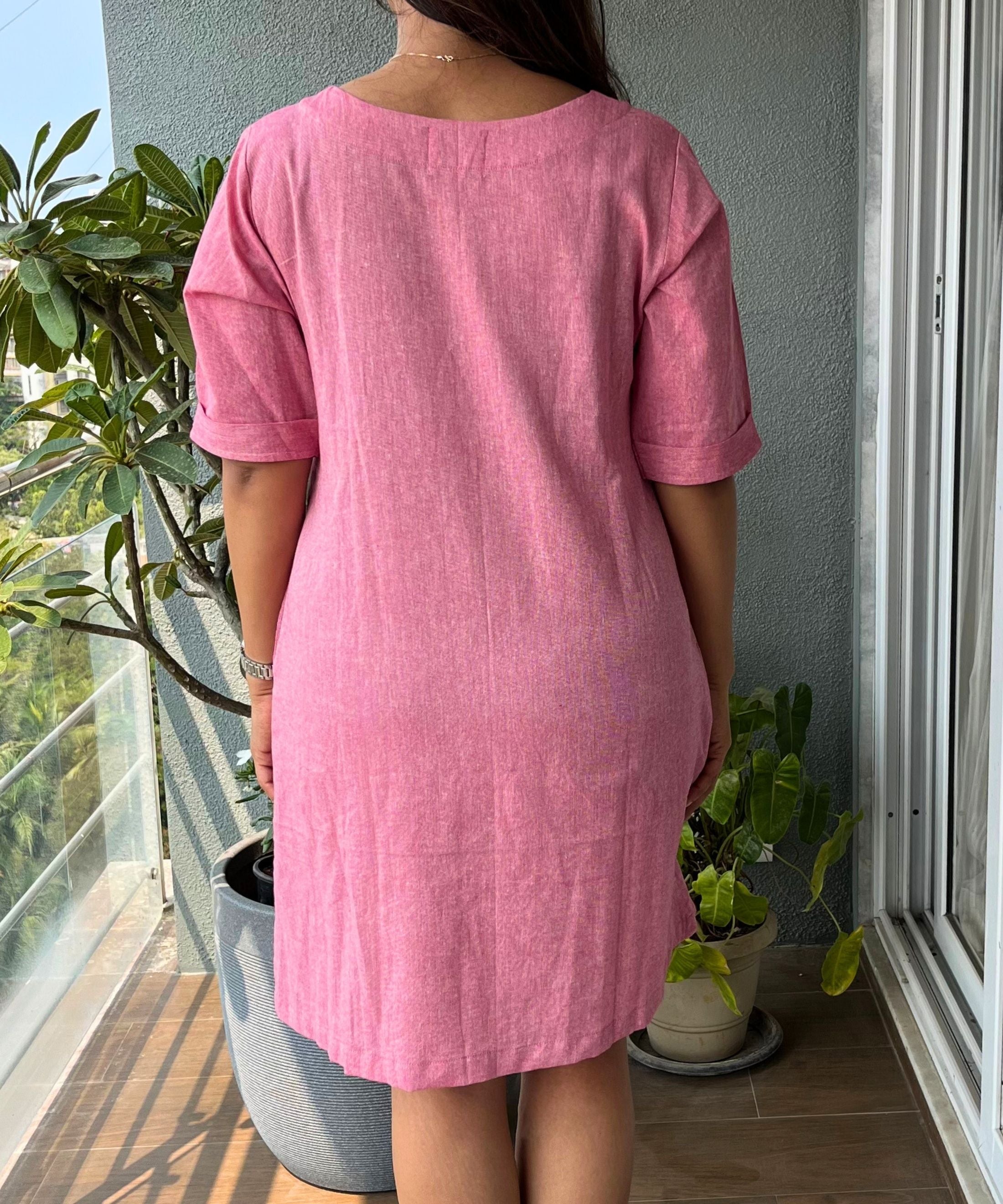 Pink Scallops Handloom Dress