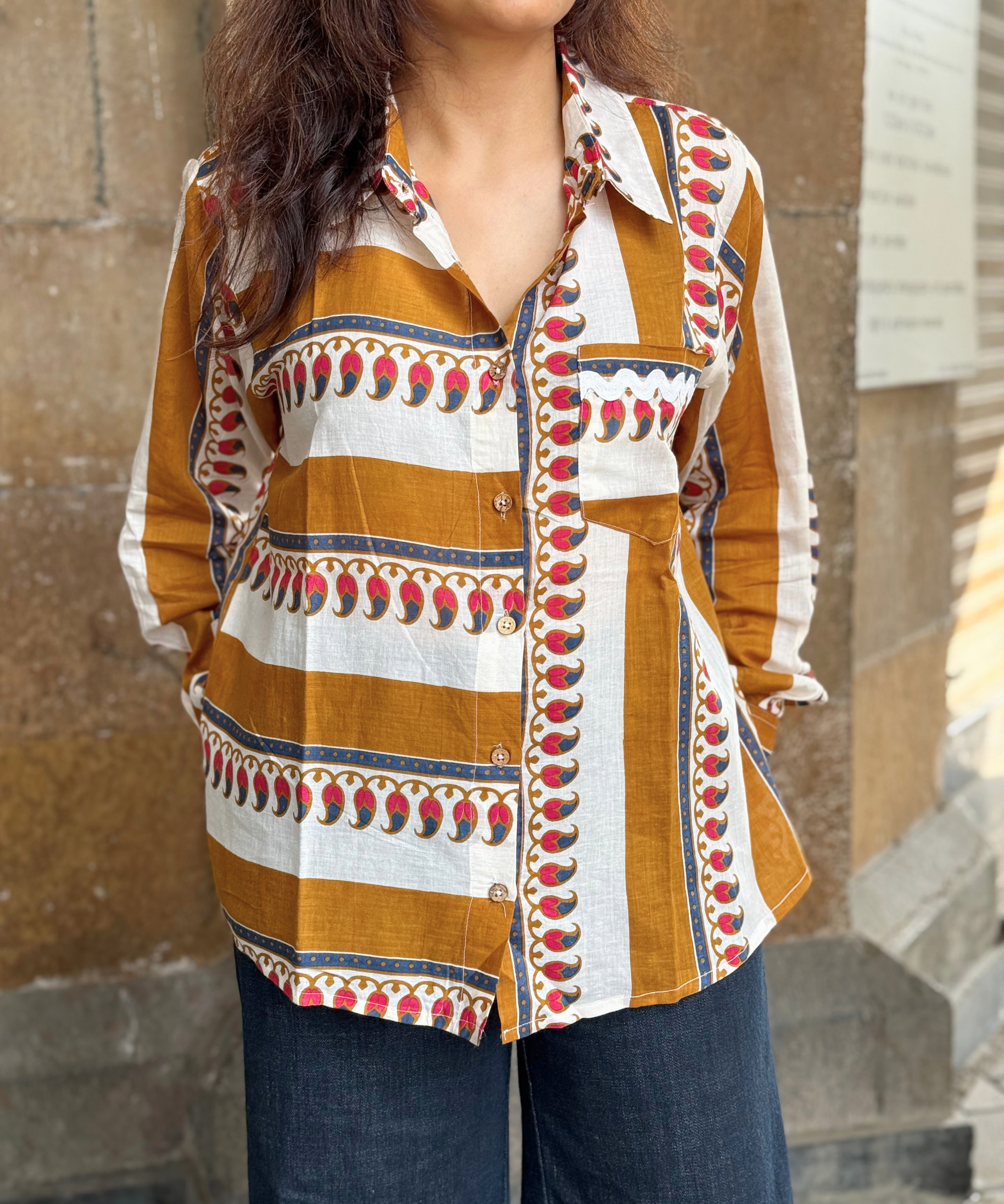 Paisley Mustard Mul Shirt