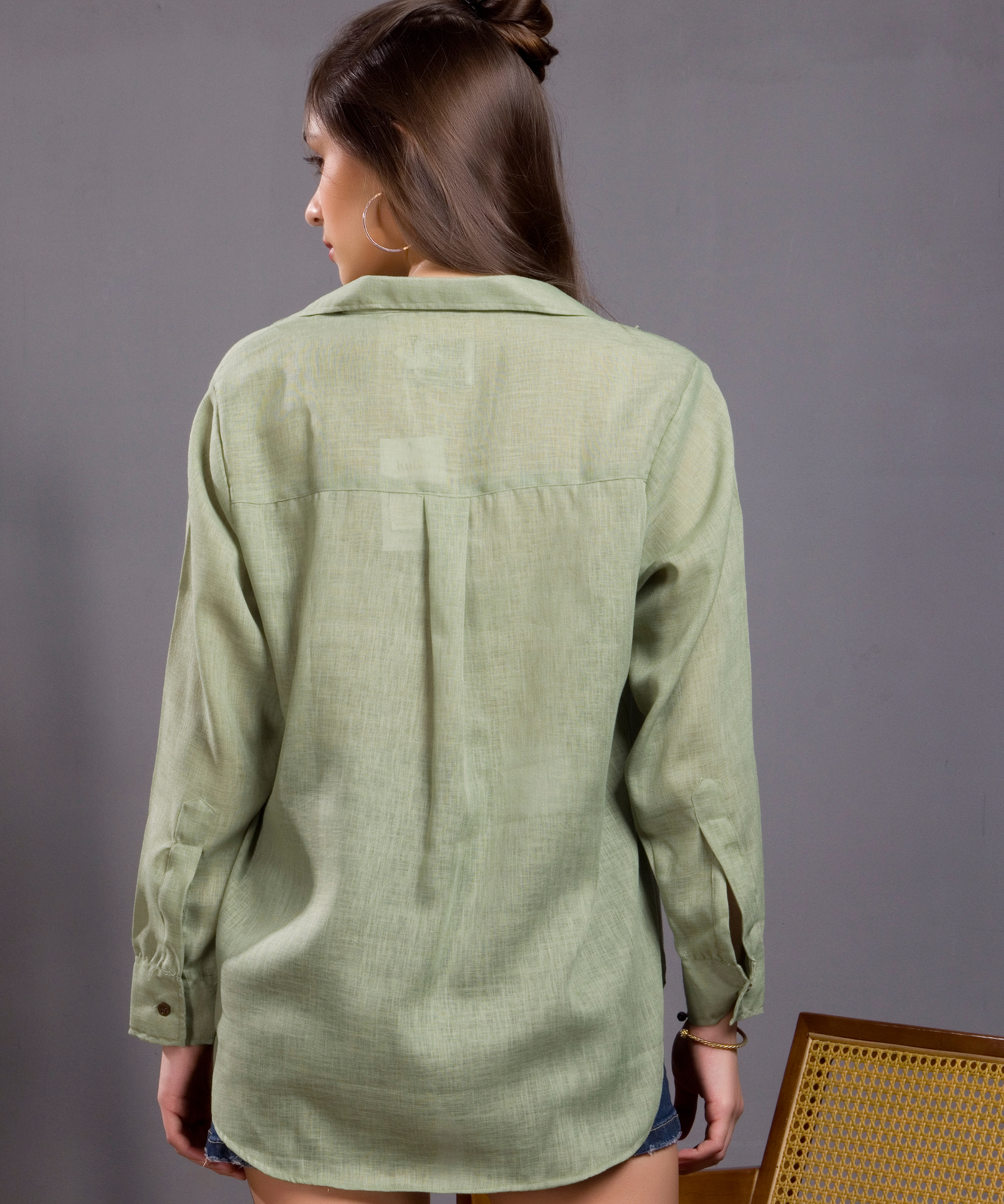 Sage Green Mushroom Linen Shirt