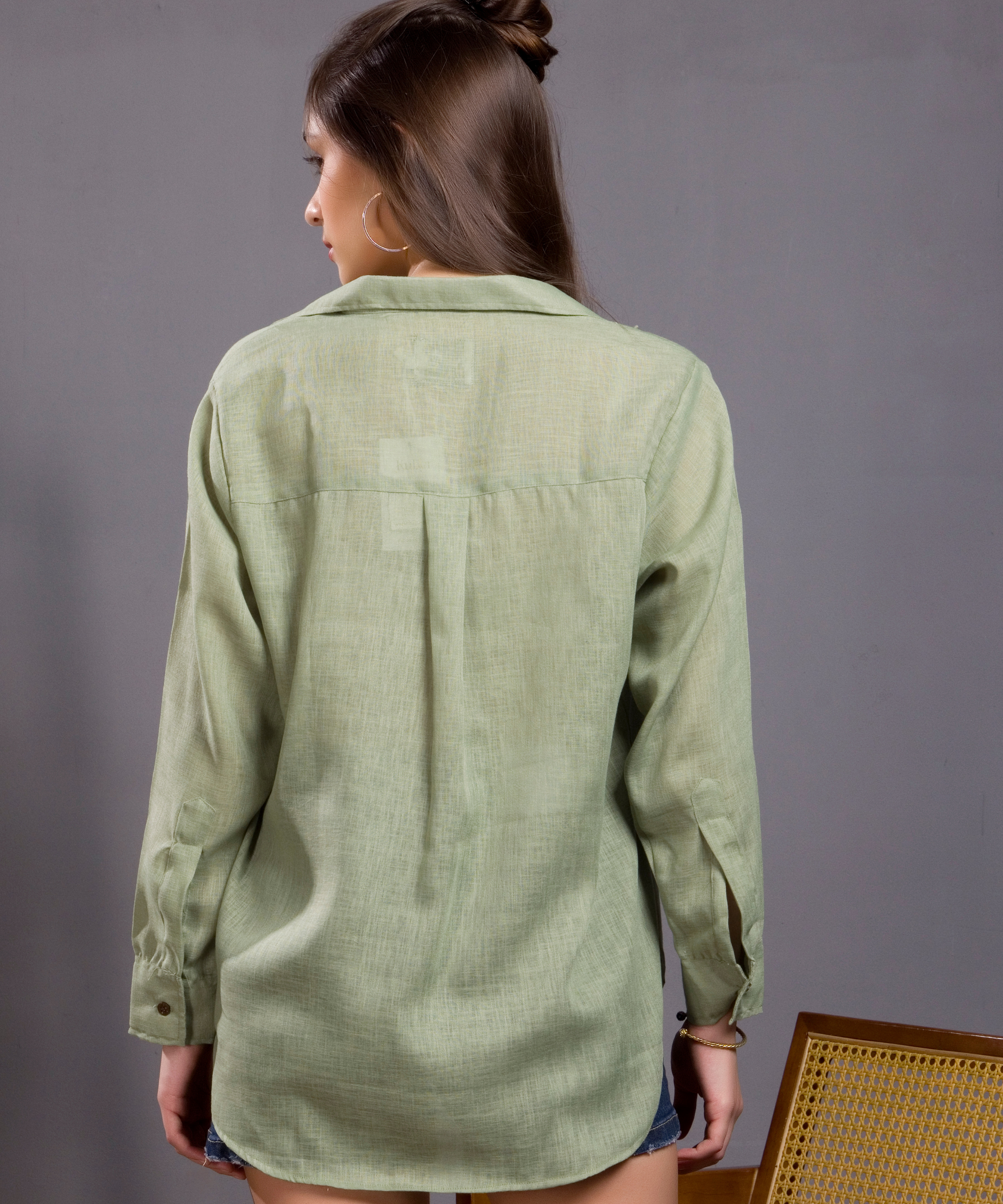 Sage Green Mushroom Linen Shirt