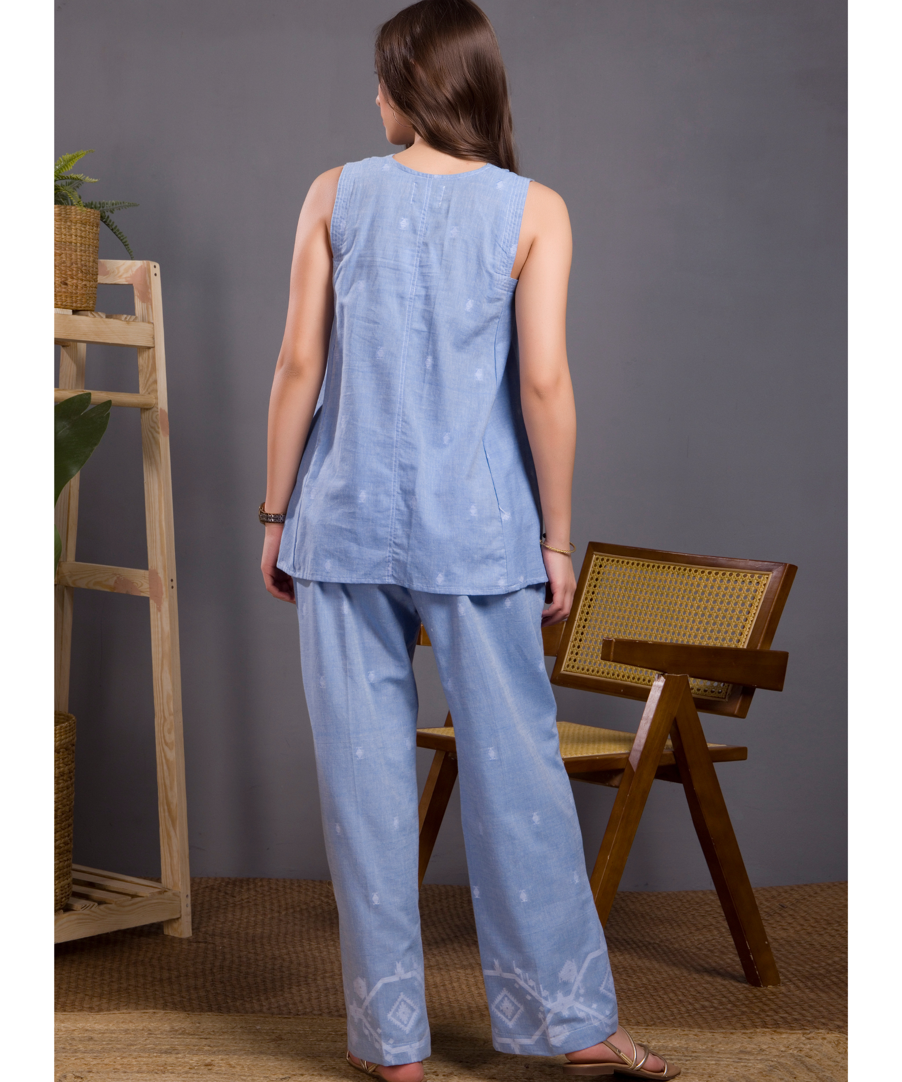 Powder Blue Jamdani Co-ord Set