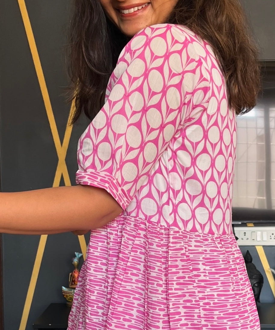 Pink Pearl Drop Mul Tier Dress