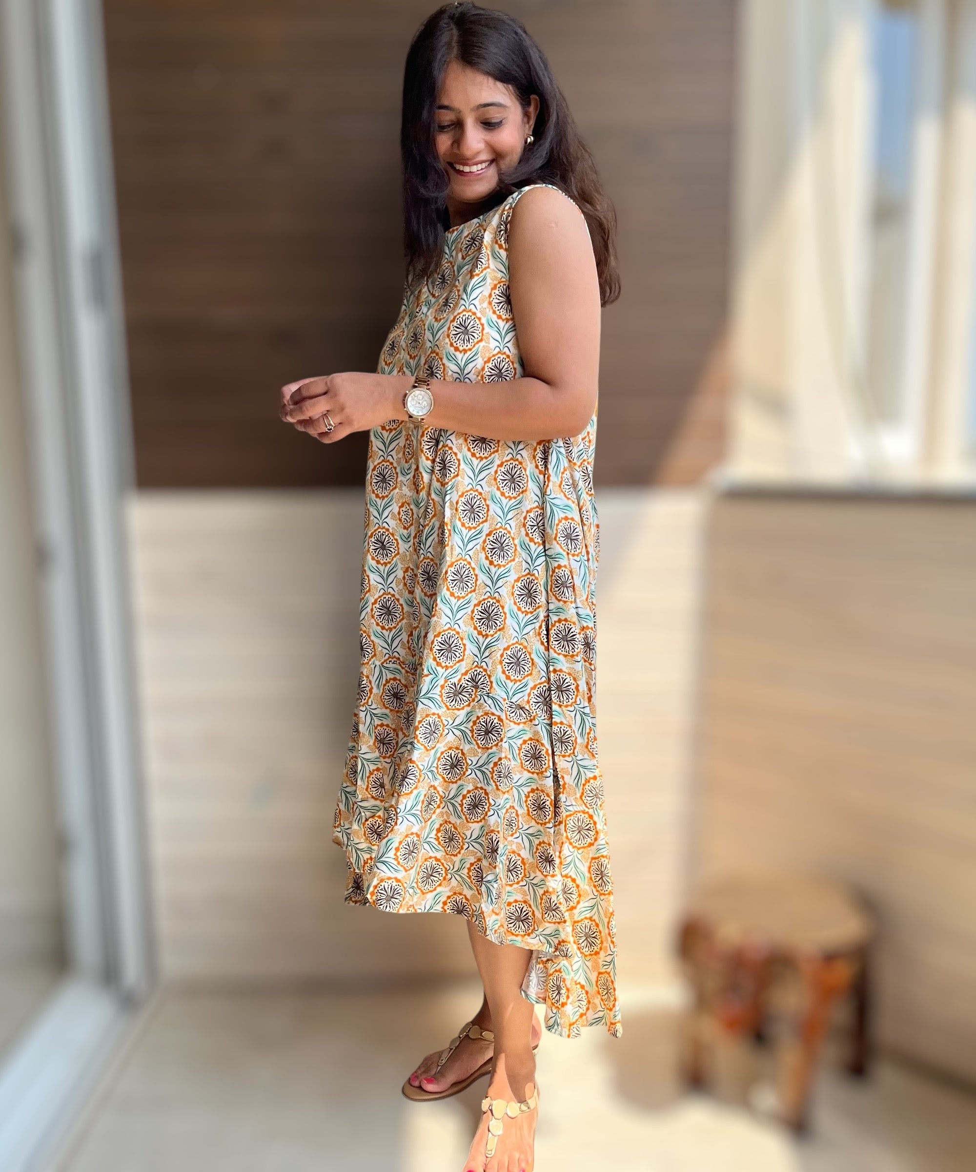 Florence Orange Printed Dress