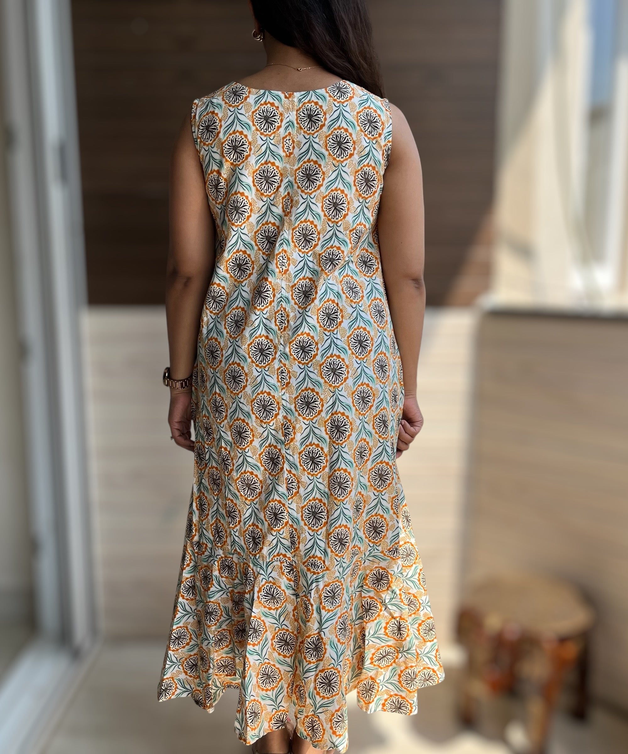 Florence Orange Printed Dress