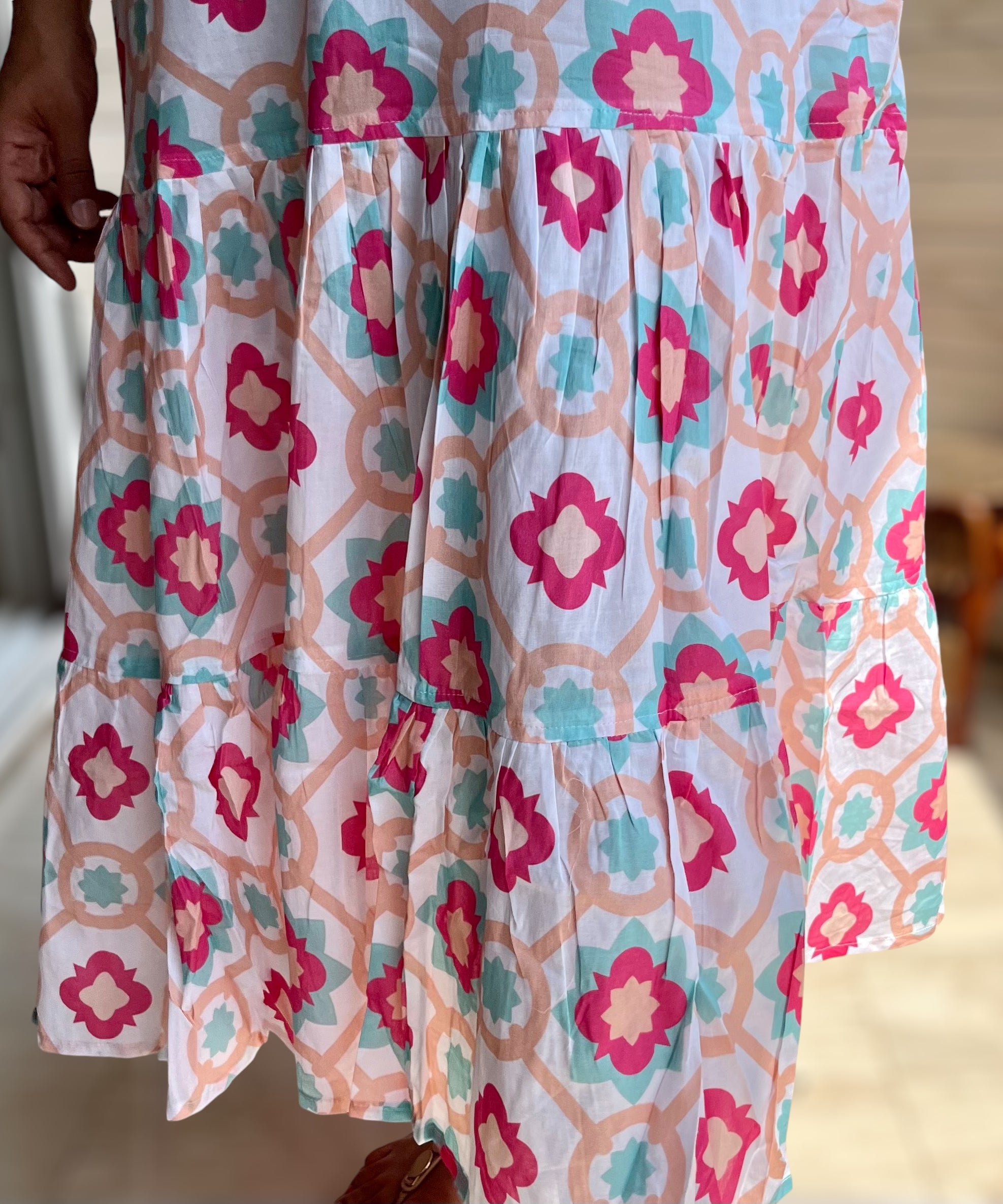 White Star Cotton Midi Dress