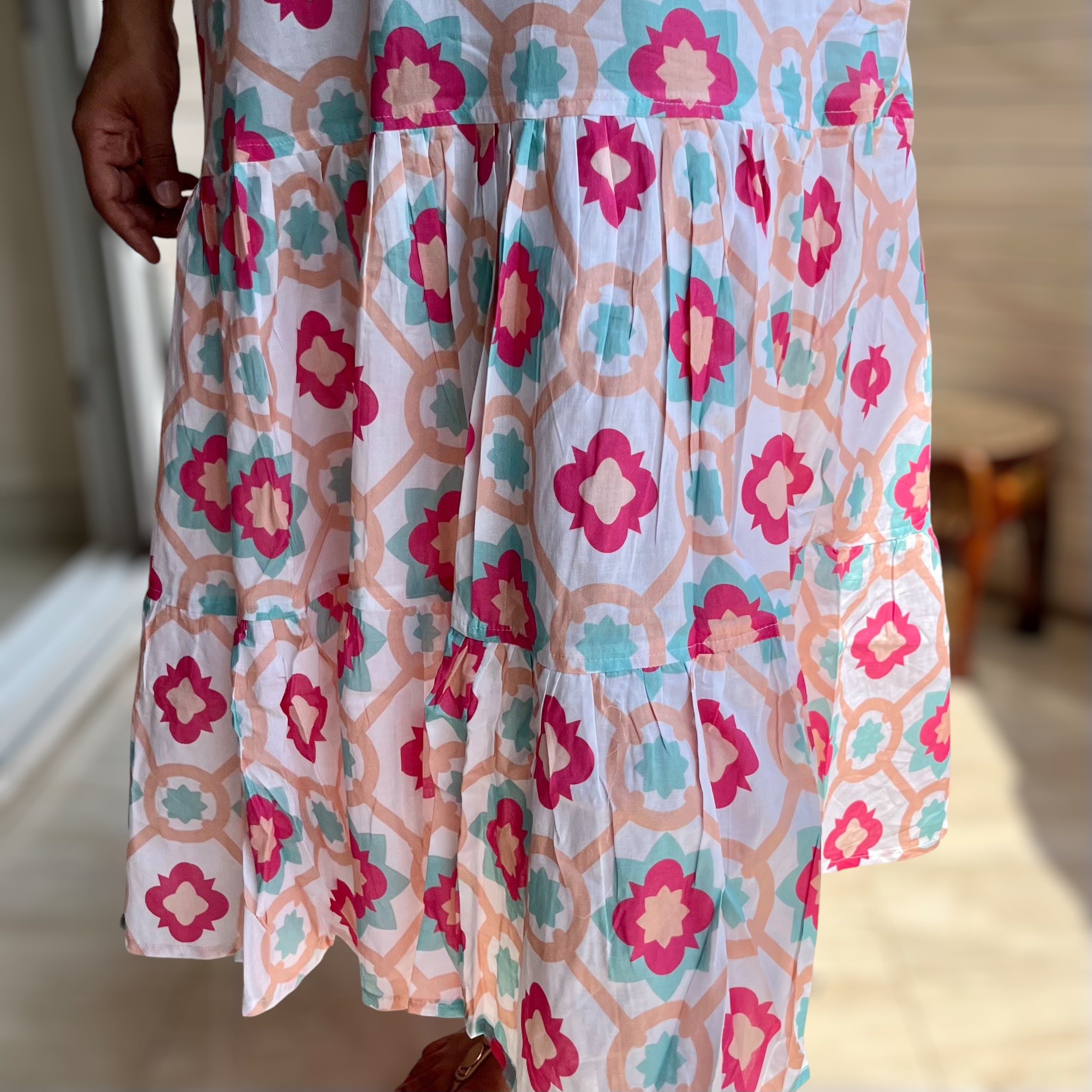 White Star Cotton Midi Dress