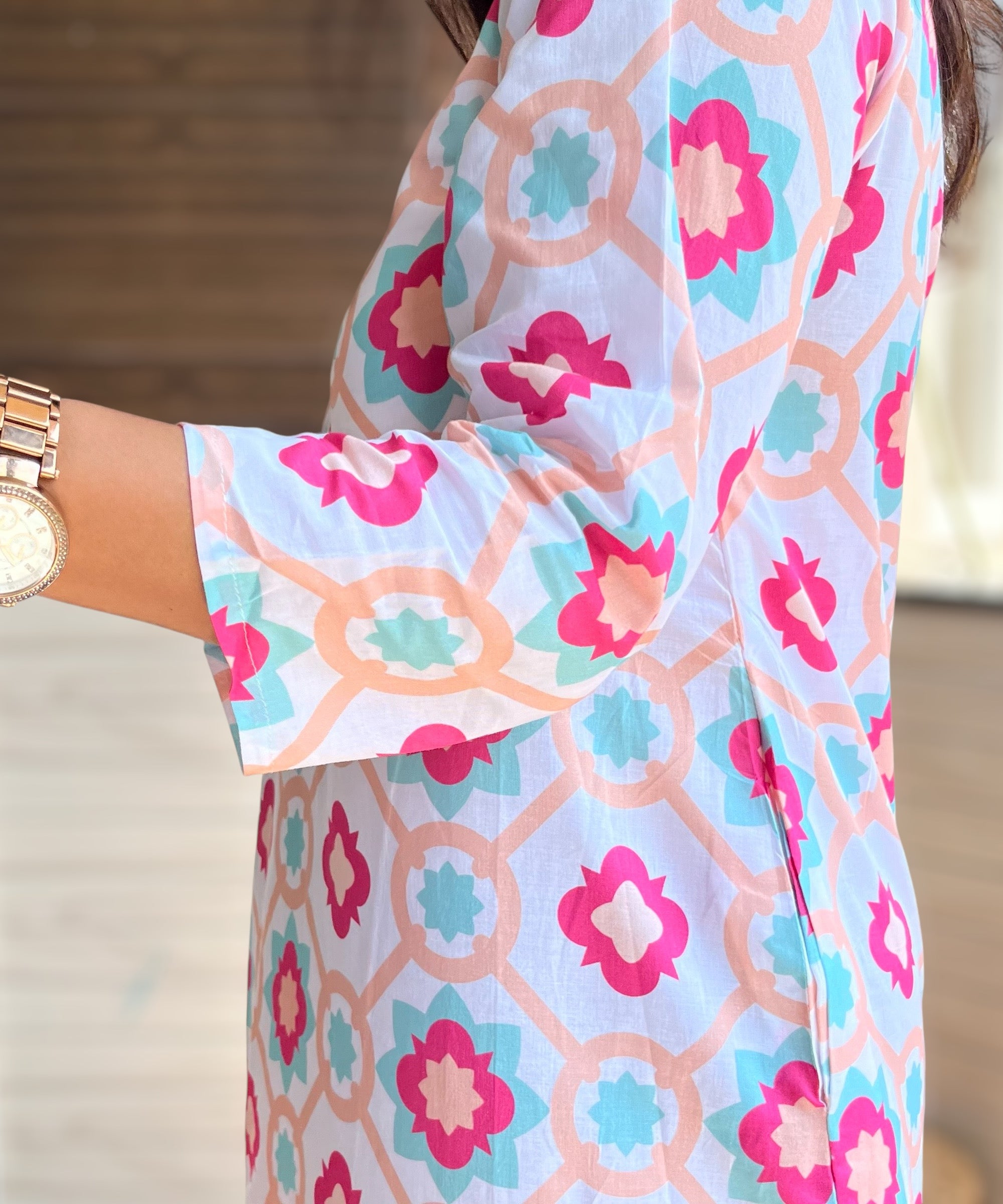 White Star Cotton Midi Dress