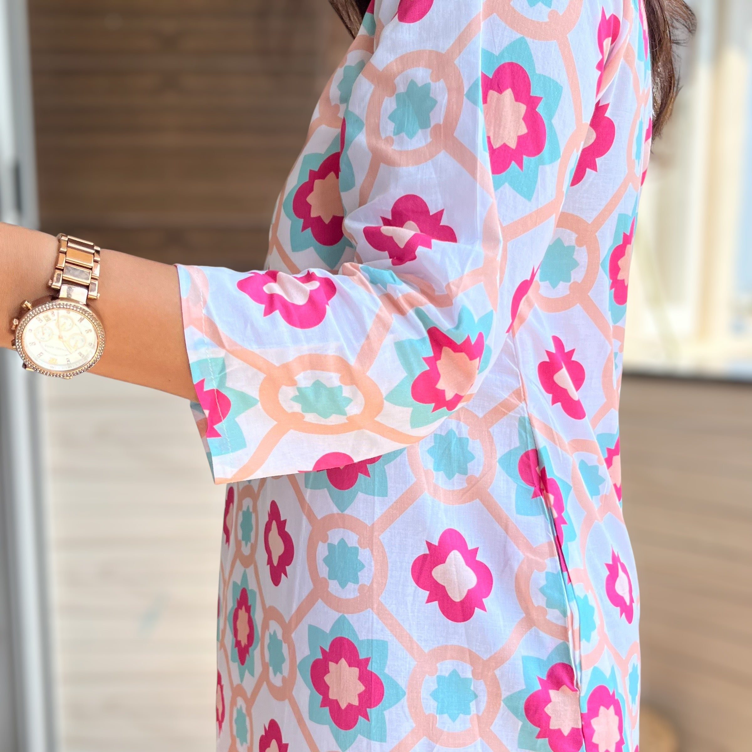 White Star Cotton Midi Dress