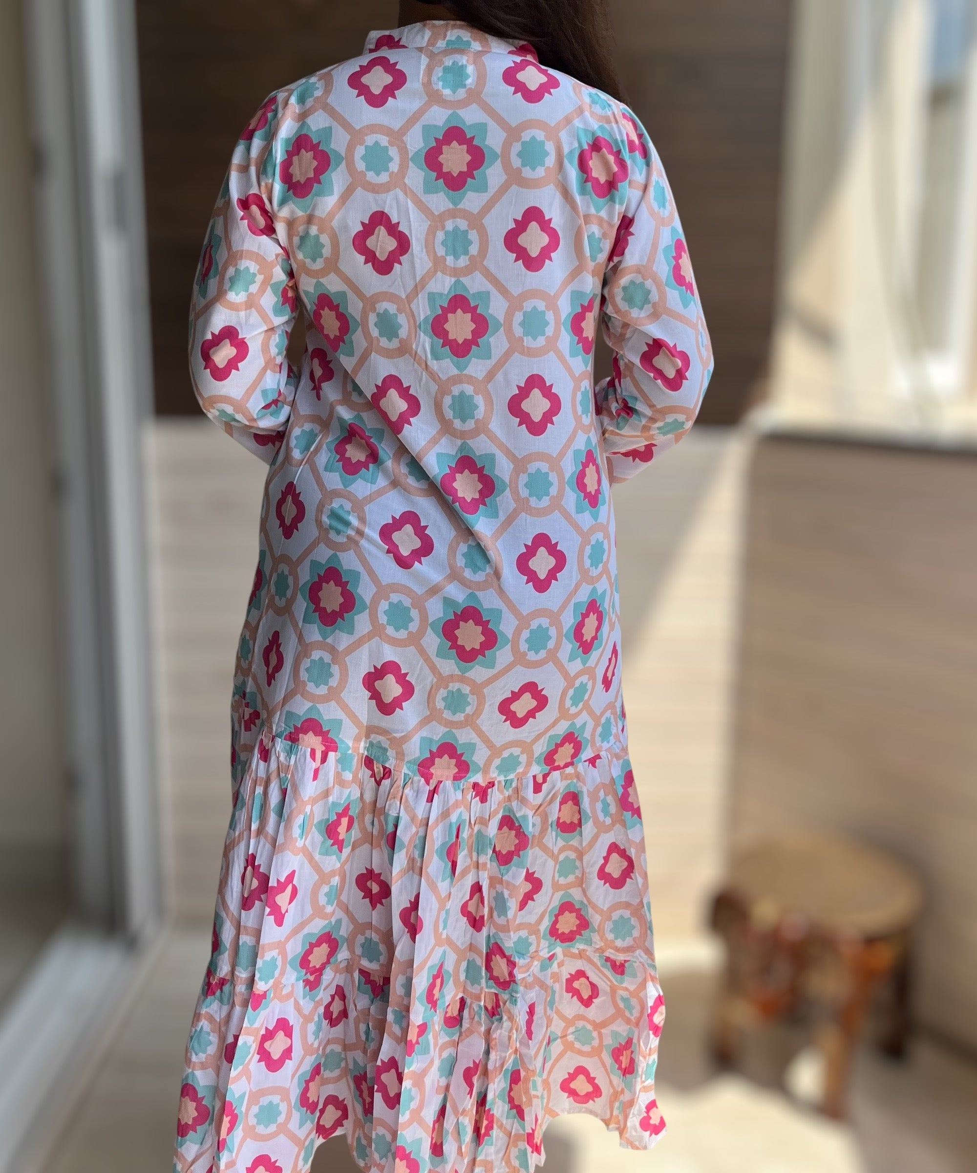 White Star Cotton Midi Dress