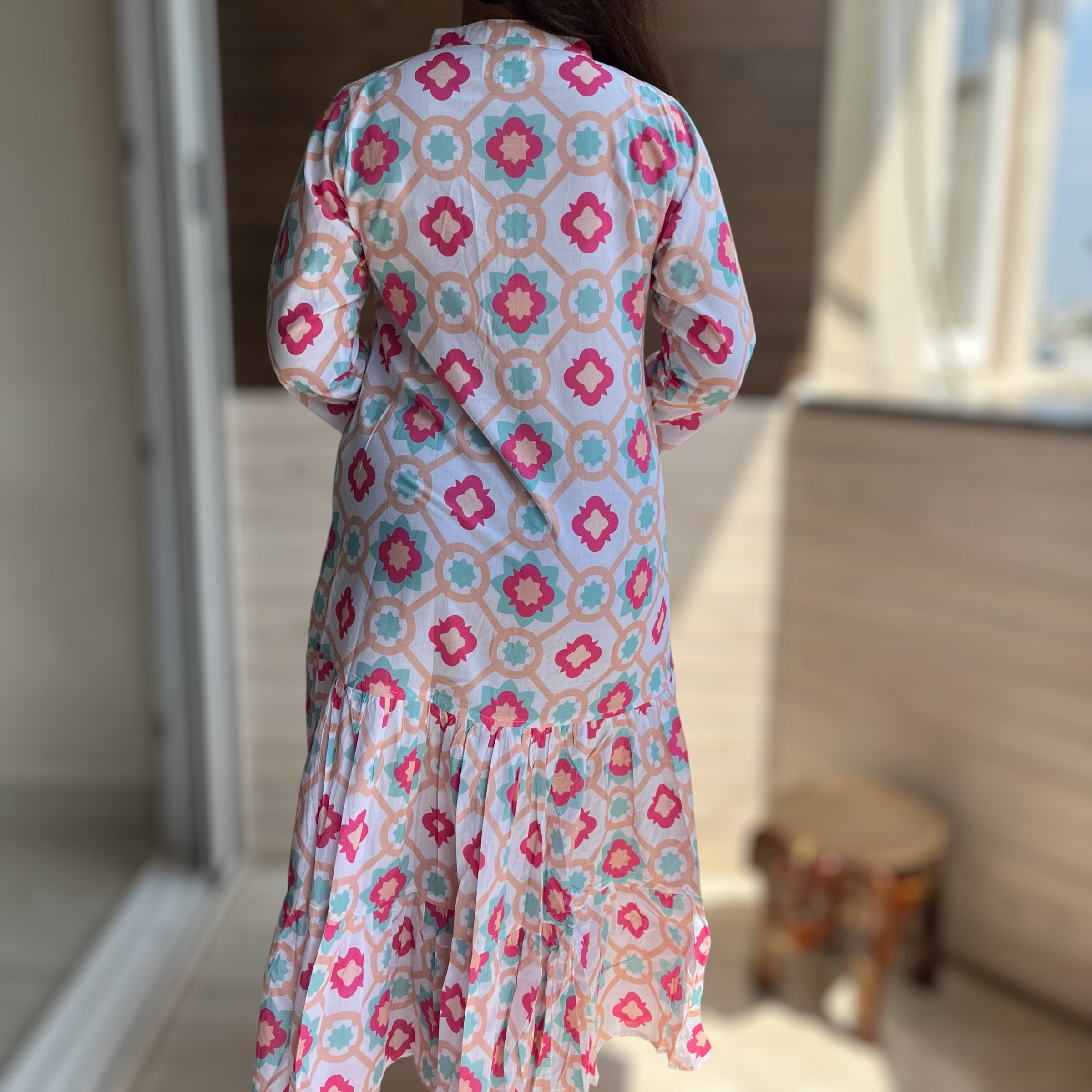 White Star Cotton Midi Dress