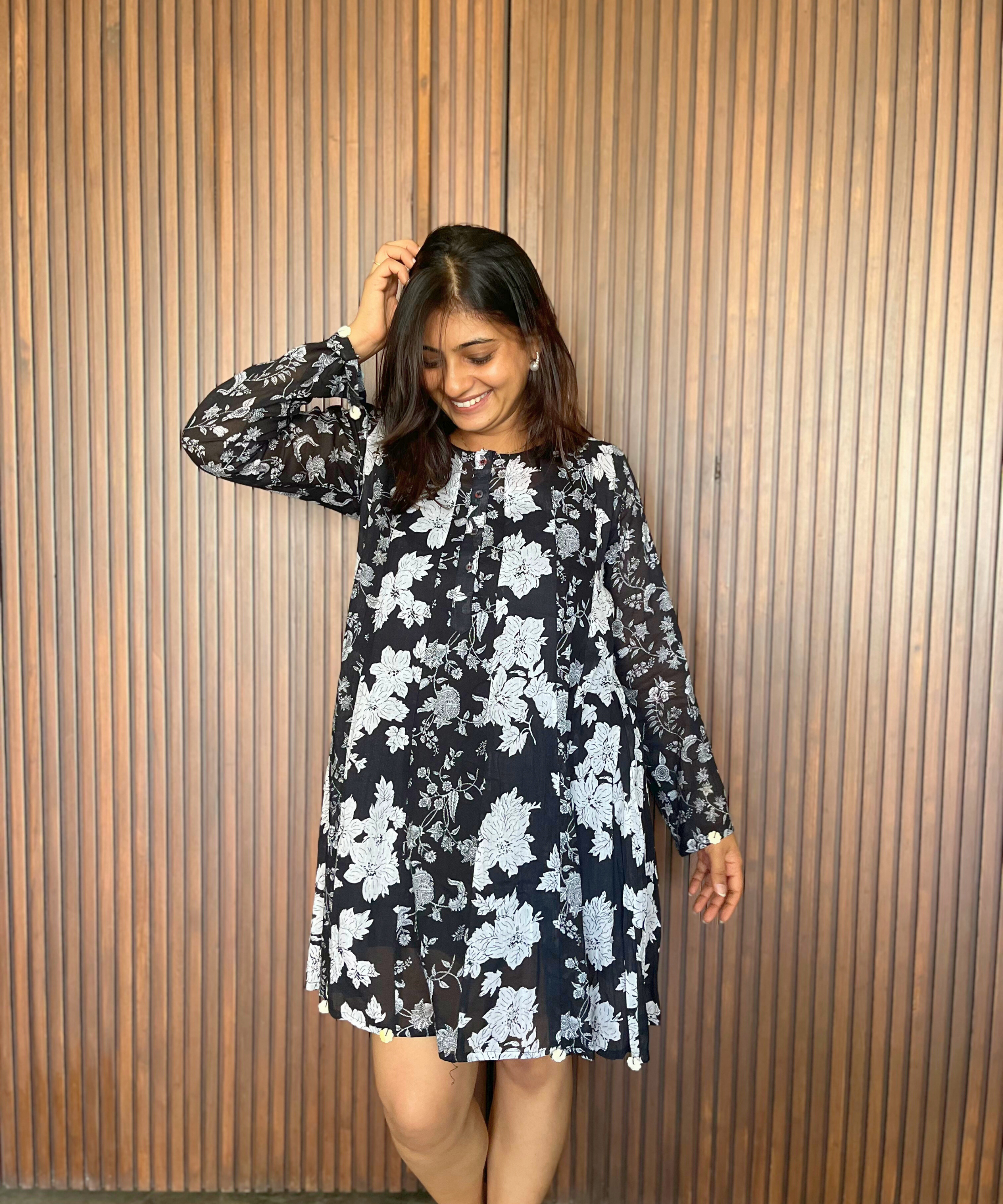 Black Kali Floral Dress
