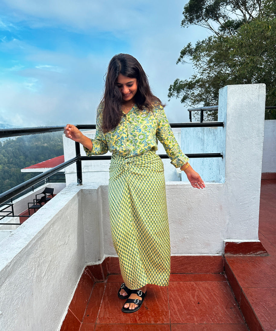 Sera Tie-Up Skirt with Shirt in Garden Glory Print