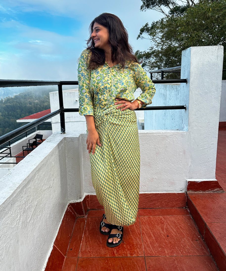 Sera Tie-Up Skirt with Shirt in Garden Glory Print